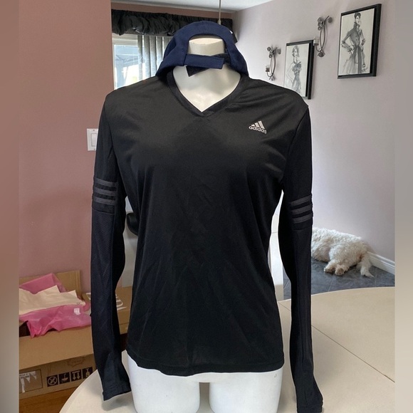 Adidas Running Climate long sleeve top with logo in black Sz L - Picture 8 of 16